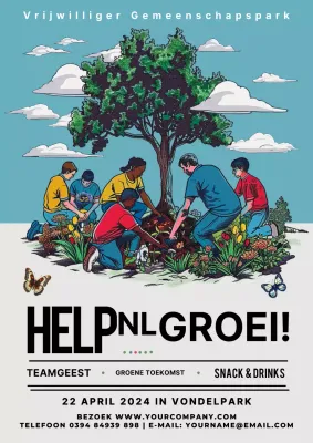 Blauw en grijs vintage vrijwilligerspark promotie