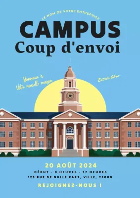 invitation Campus vintage bleu et jaune