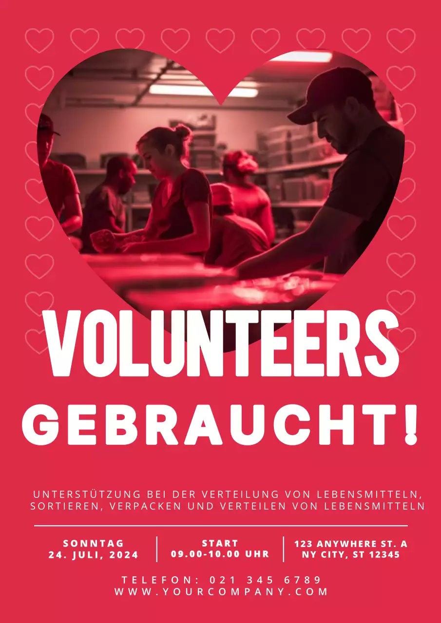 rot-weiß-moderne Freiwillige gesucht Werbung