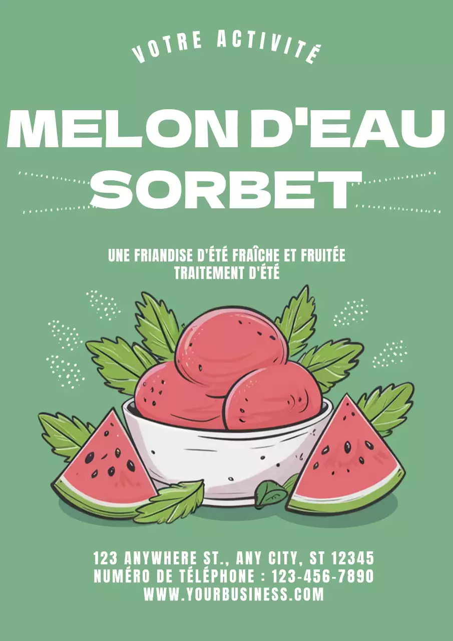 promotion sorbet pastèque vintage vert et rouge