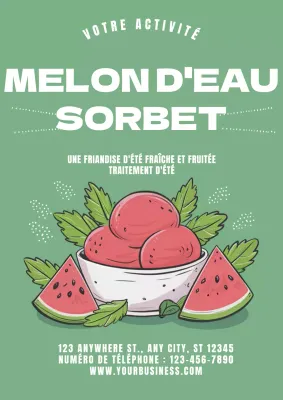 promotion sorbet pastèque vintage vert et rouge