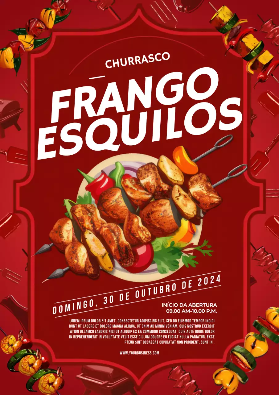frango para churrasco moderno vermelho e branco Promoção