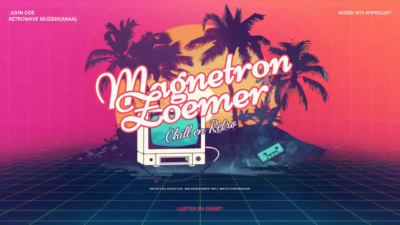 Roze en Rood Retro Muziek Youtube Kanaal Advertentie