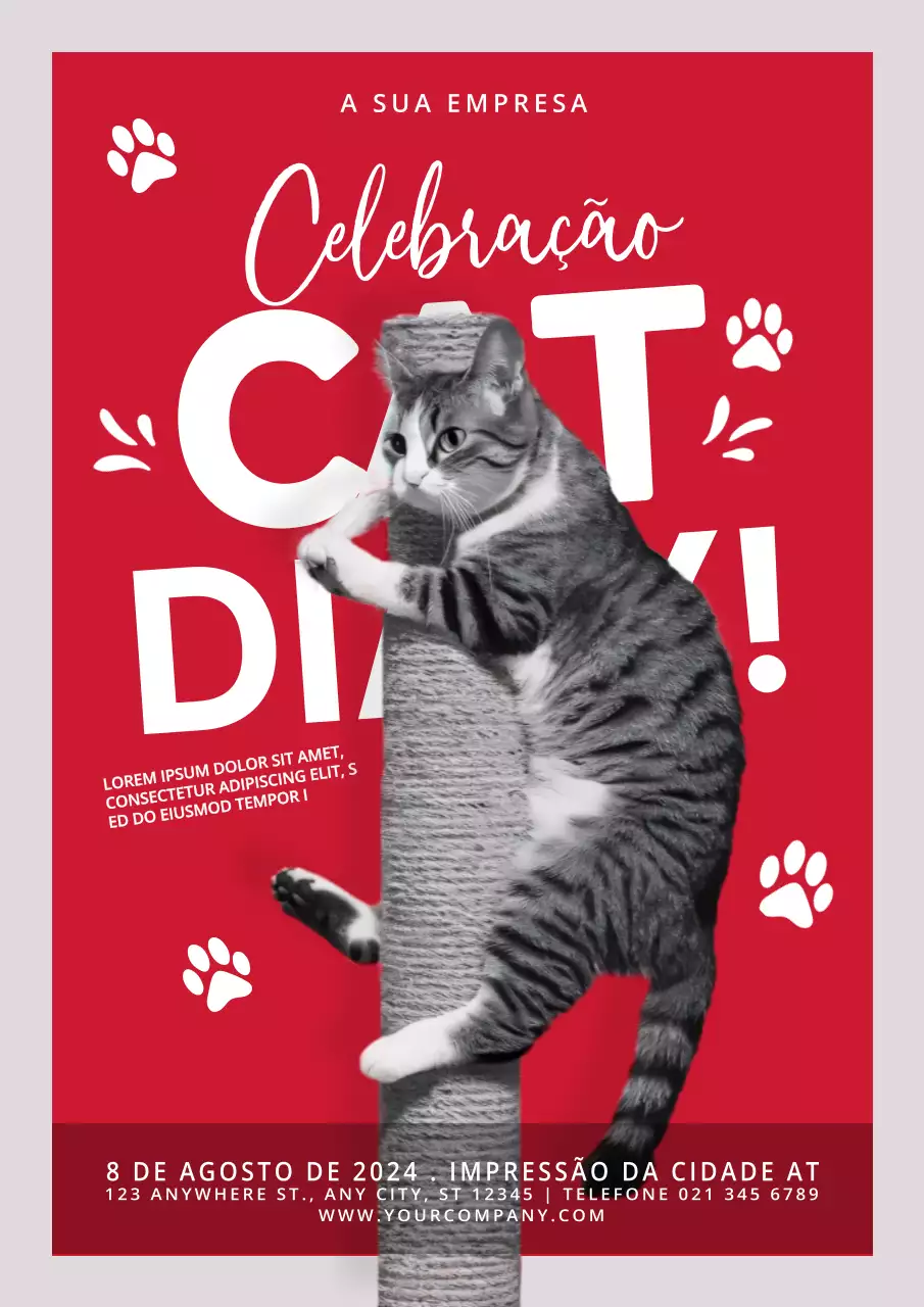 promoção do dia do gato moderno vermelho e branco