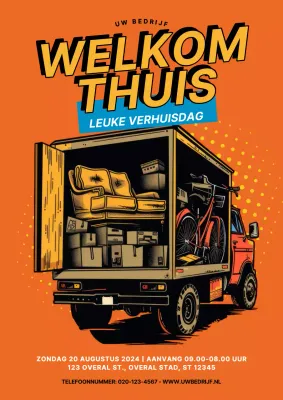 geel en oranje retro thuis verhuisdag promotie