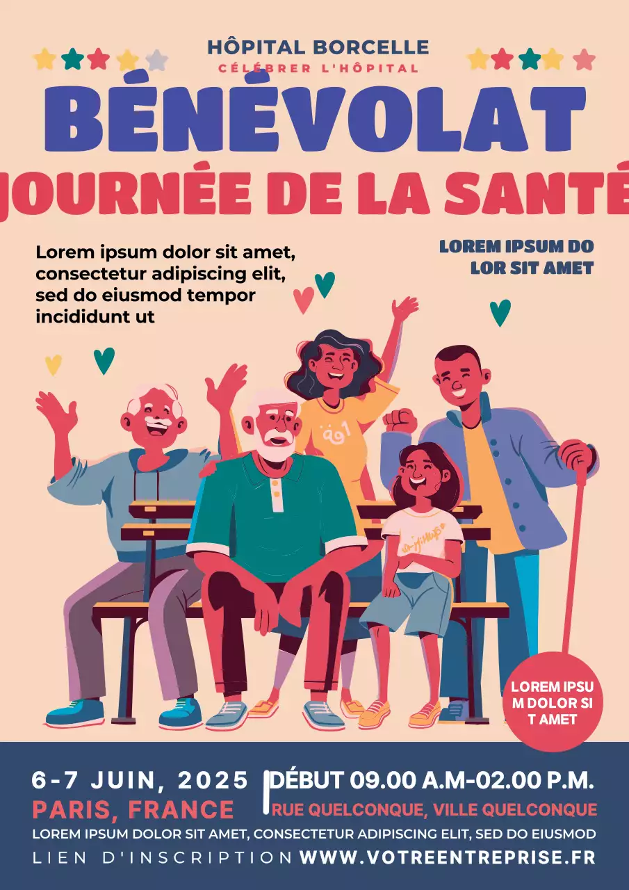 beige et bleu moderne promotion de la journée du bénévolat