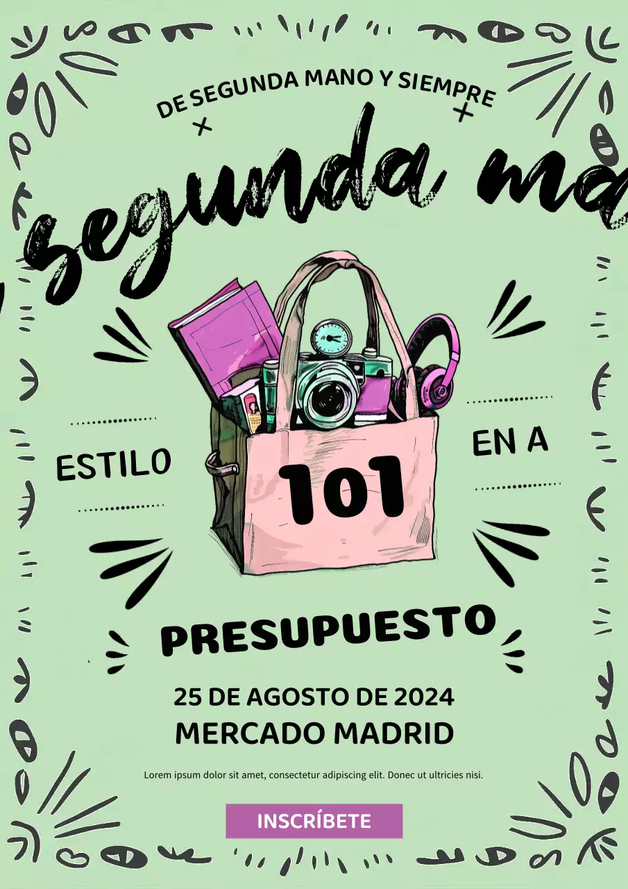 Póster vintage de la tienda Green Thrifting