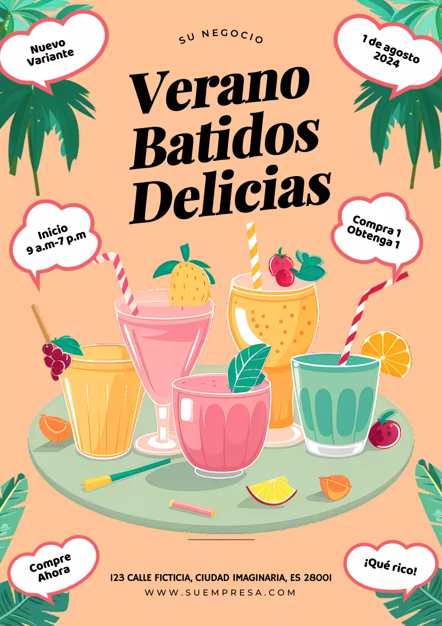 rosa y verde modernos batidos de verano promoción de bebidas