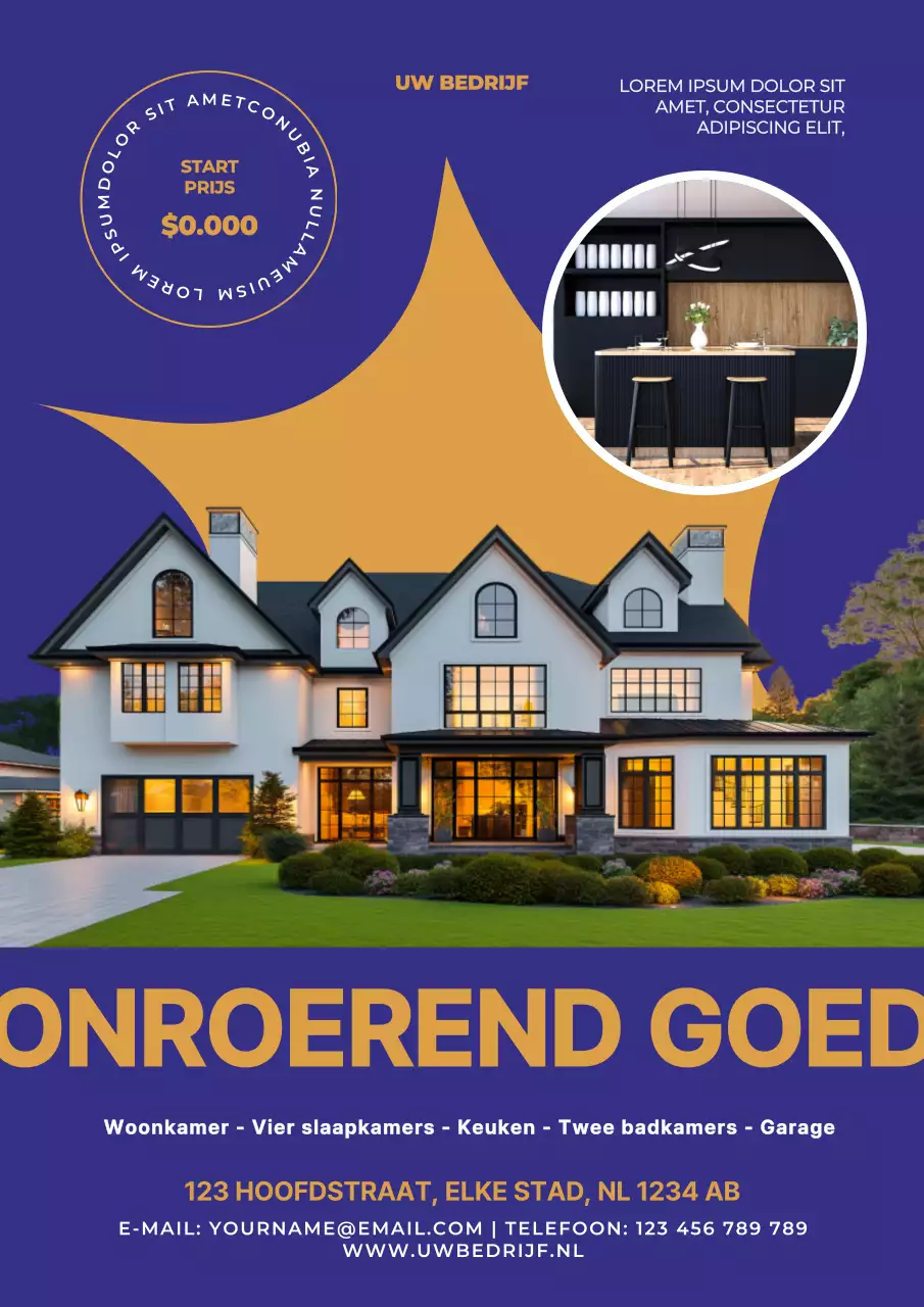 paars en geel moderne vastgoed promotie