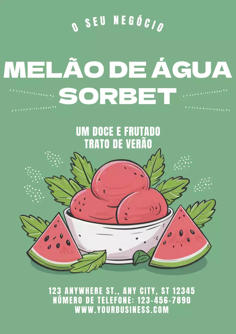 promoção de sorvete de melancia vintage verde e vermelho