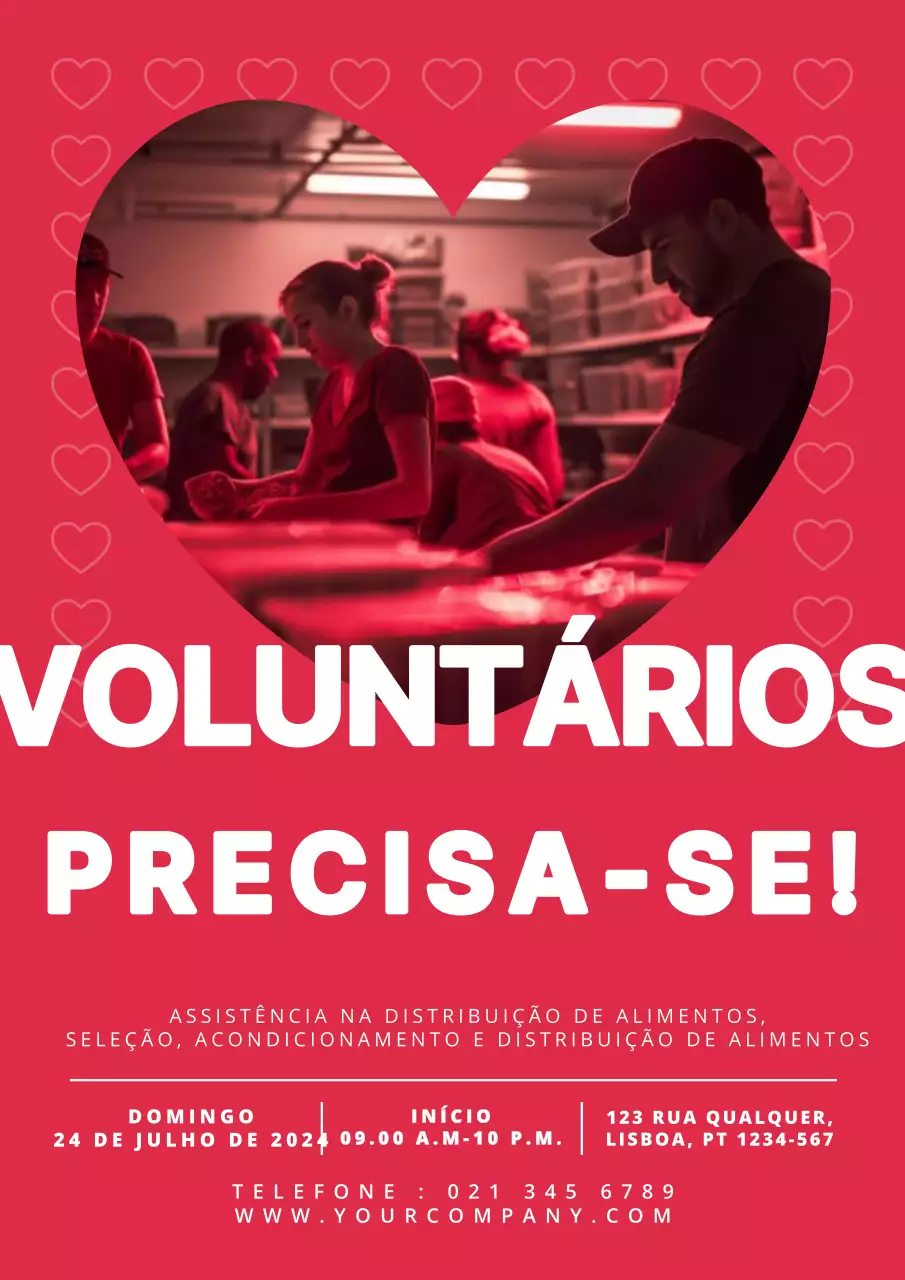 promoção de voluntários modernos vermelho e branco