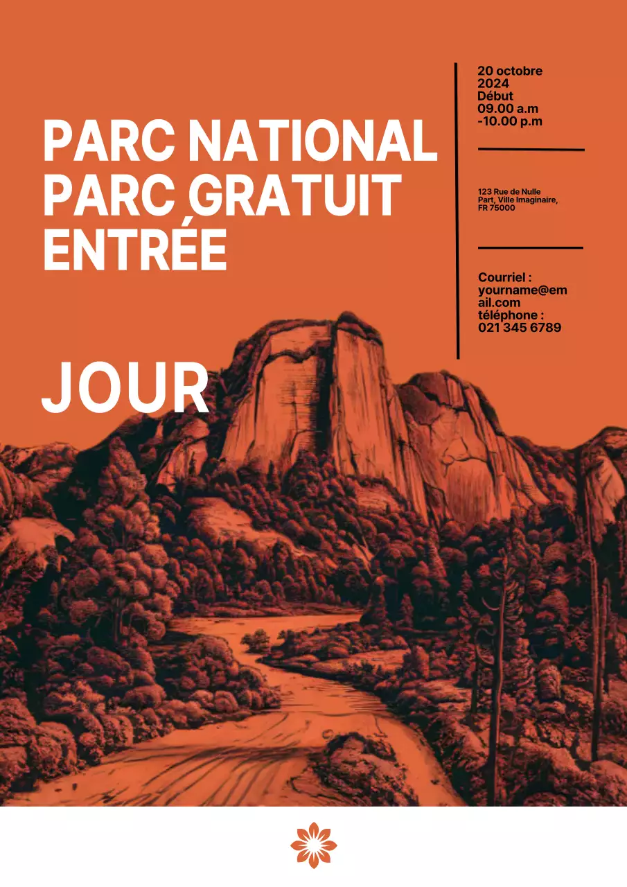 promotion d'entrée de parc national vintage noir et orange