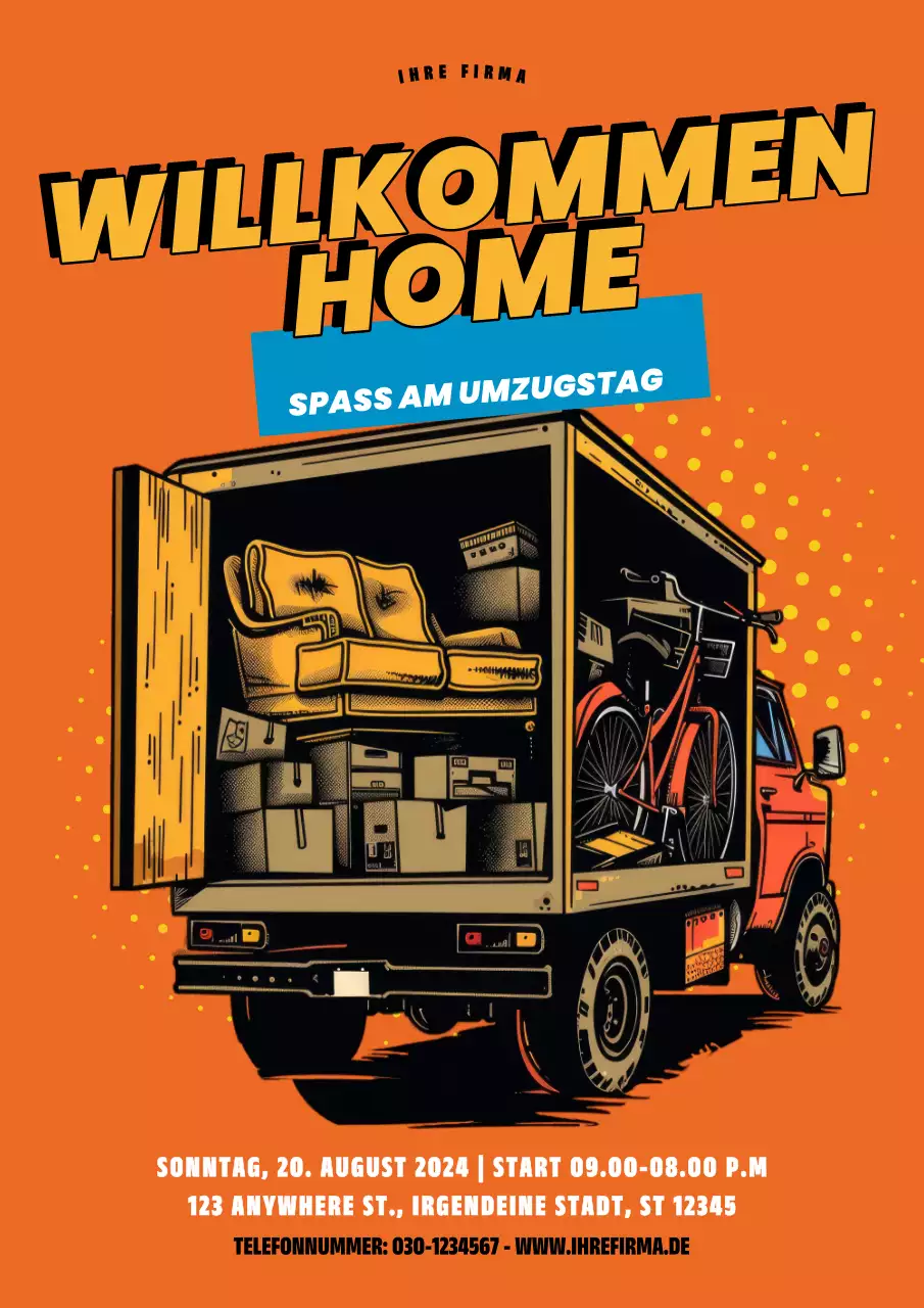 gelb-orangefarbene Retro-Wohnungen am Einzugstag