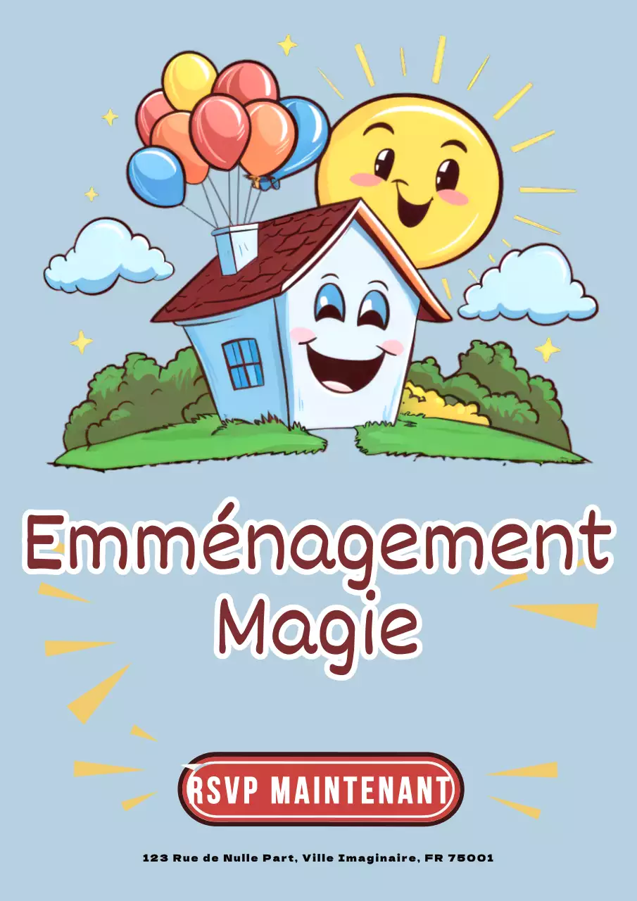 bleu et jaune simple move in day invitation