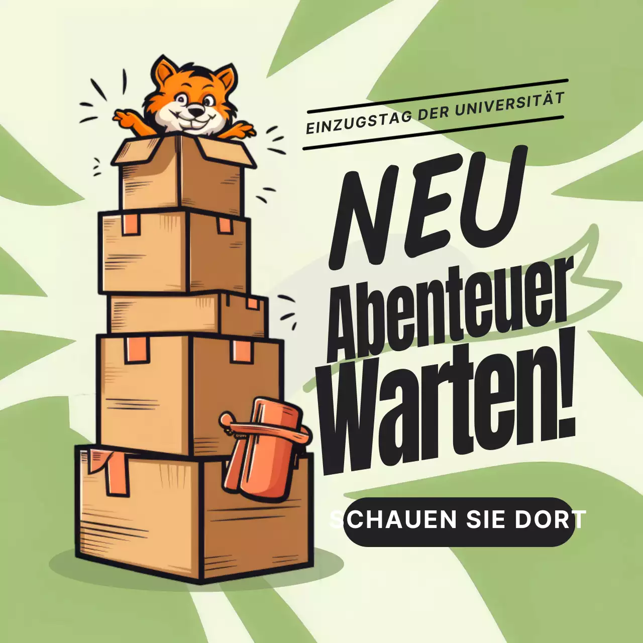 grün-weiße einfache Universität Einzugstag Aktion