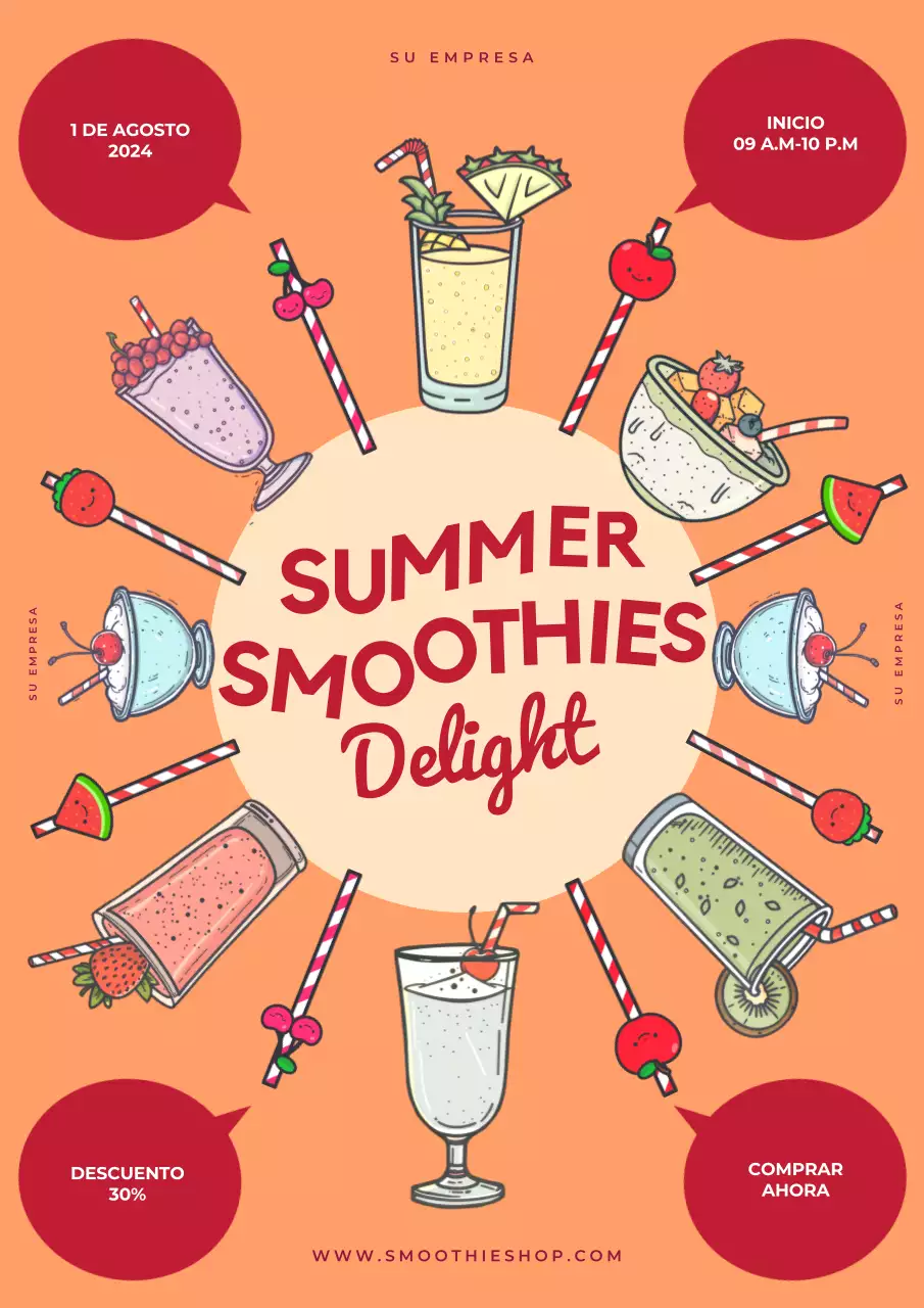 promoción de batidos de verano naranja y marrón pop