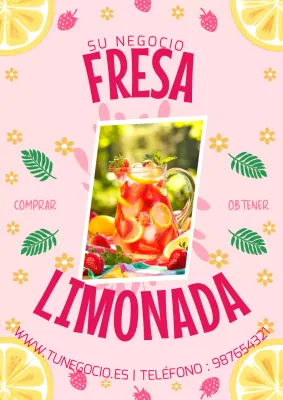 rosa y amarillo moderna limonada de fresa promoción
