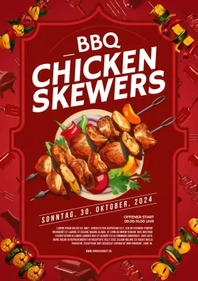 rot-weißes modernes BBQ-Huhn Promotion