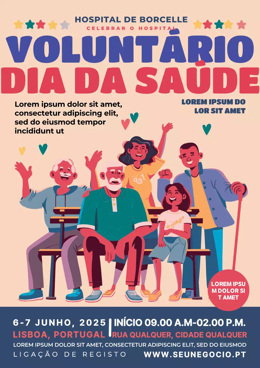 promoção do dia do voluntário moderno bege e azul