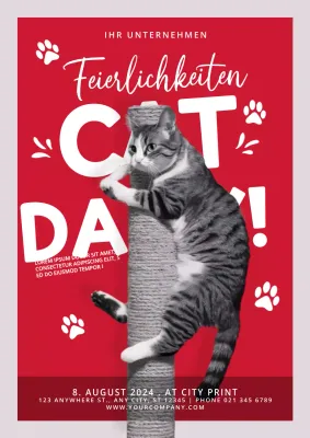 rot-weiße moderne Katze Tag Aktion