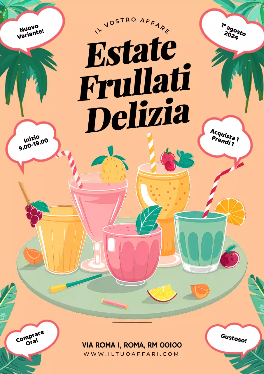 promozione per i frullati estivi moderni rosa e verdi