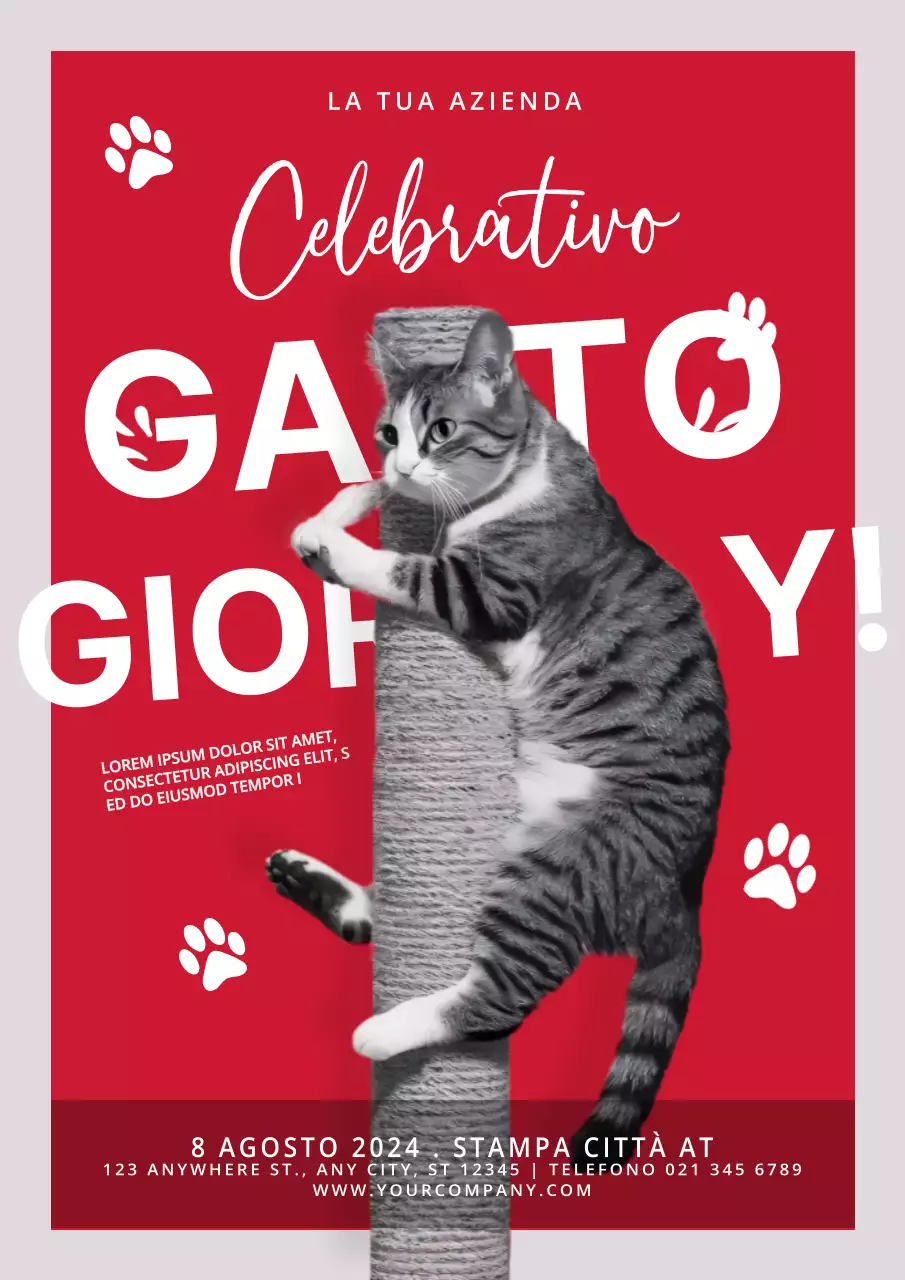 promozione della giornata del gatto moderno rosso e bianco