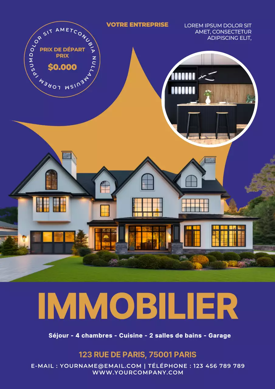 promotion immobilière moderne en violet et jaune