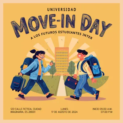 amarillo y naranja simple move in day campus promotion