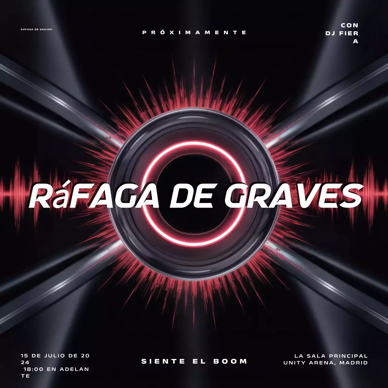 Black Simple Bass Blast Night Music Event Promoción