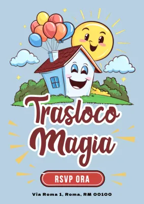 invito semplice a trasferirsi in giornata, blu e giallo