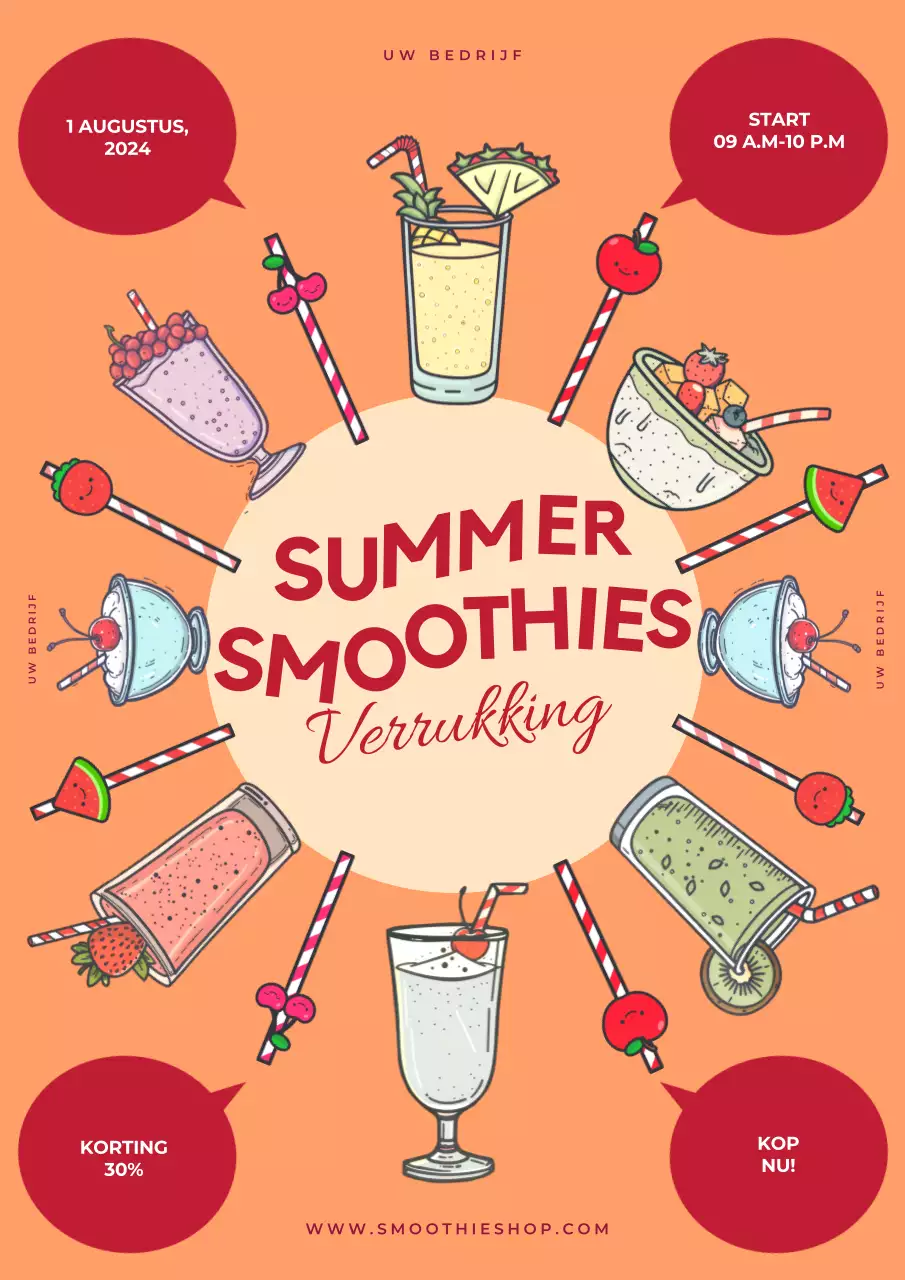oranje en bruine pop zomersmoothies promotie