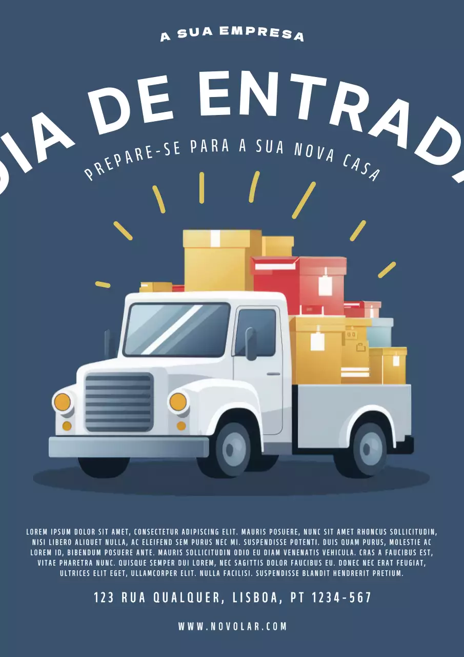 promoção da casa nova em azul-marinho e branco vint age move in day