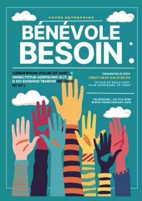 Promotion moderne verte et blanche pour le recrutement de volontaires