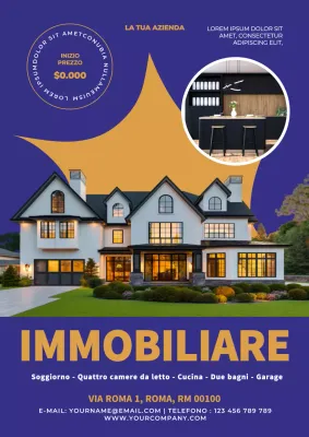 promozione immobiliare moderna in viola e giallo