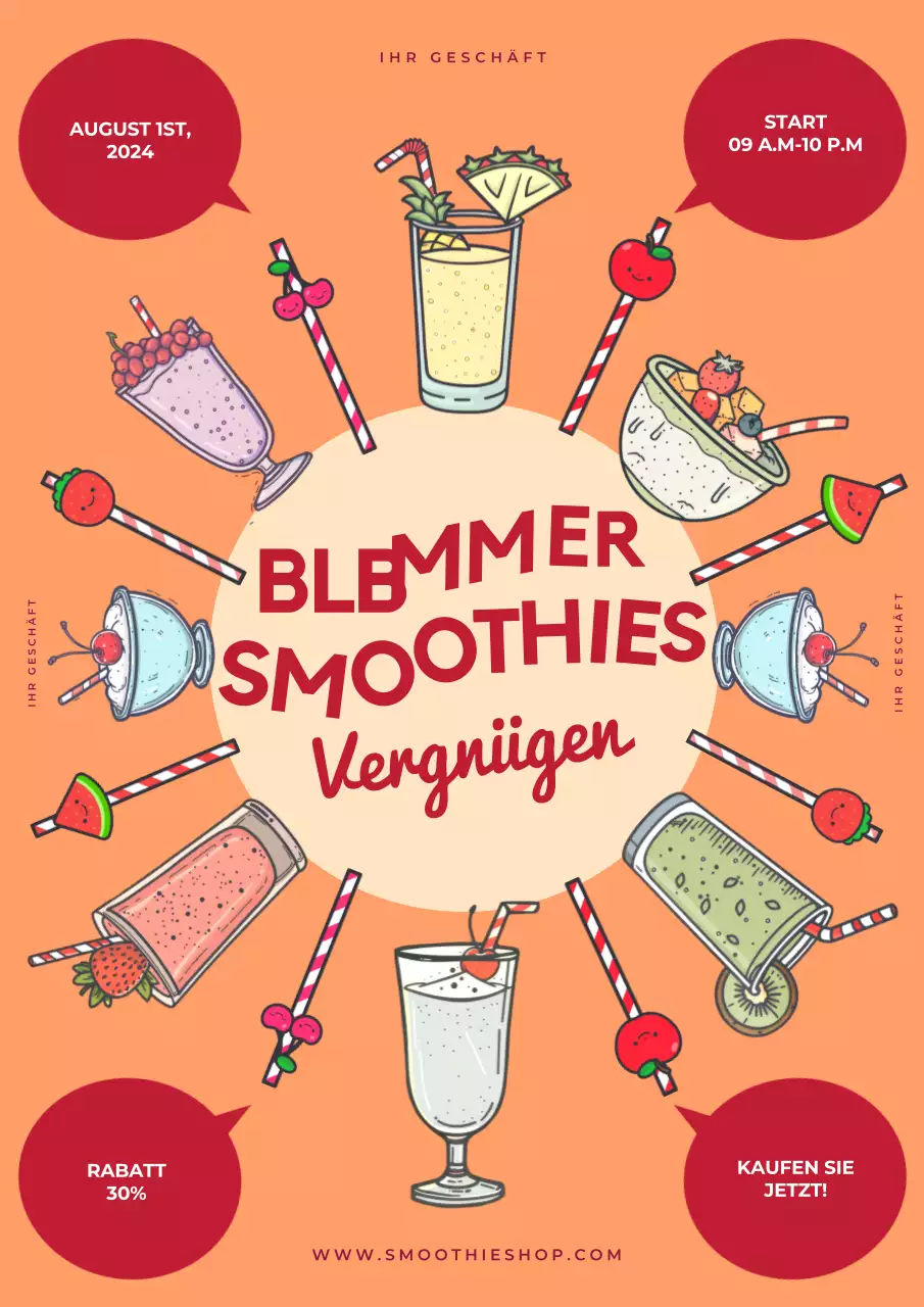 Orangen- und Braunpop-Sommer-Smoothies-Aktion