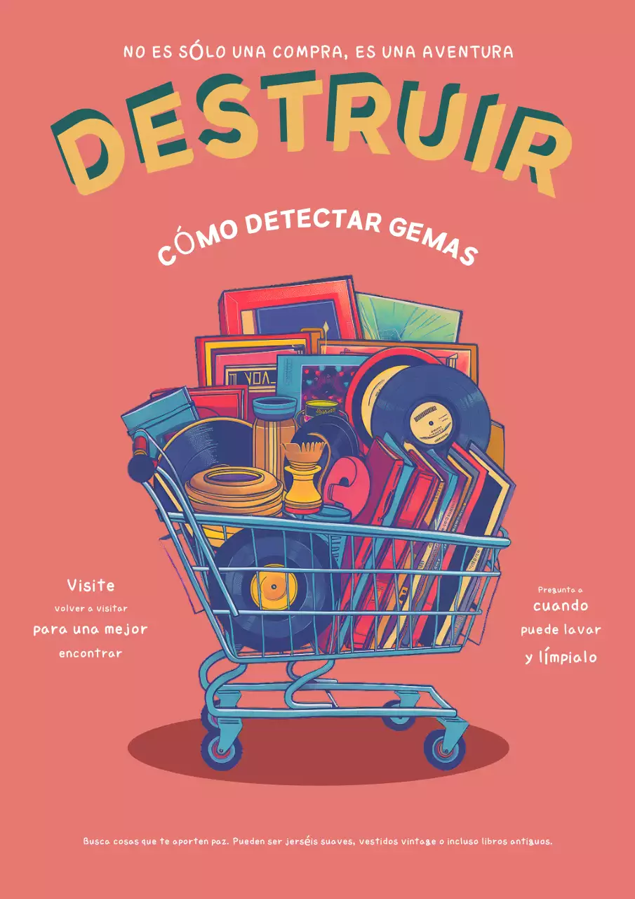 Thrifting retro poster rojo y verde