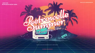 Rosa und rote Retro-Musik Youtube-Kanal Werbung