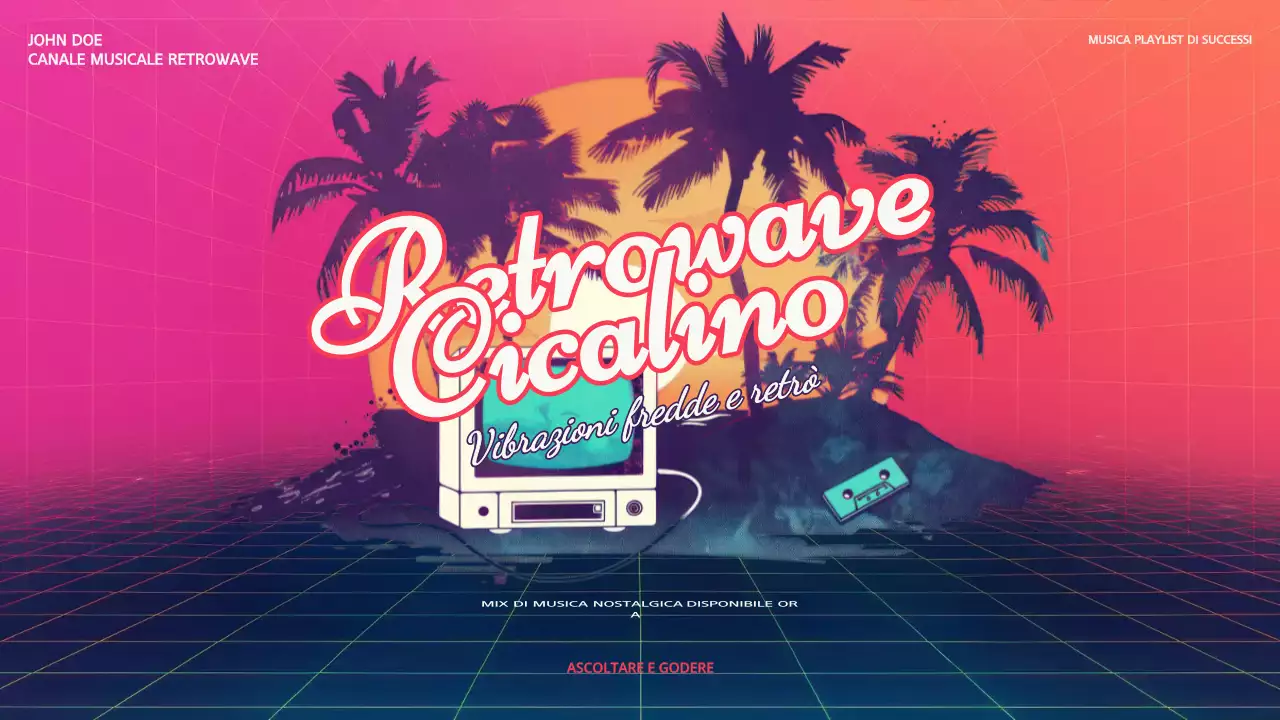 Canale Youtube di musica retrò rosa e rossa Pubblicità