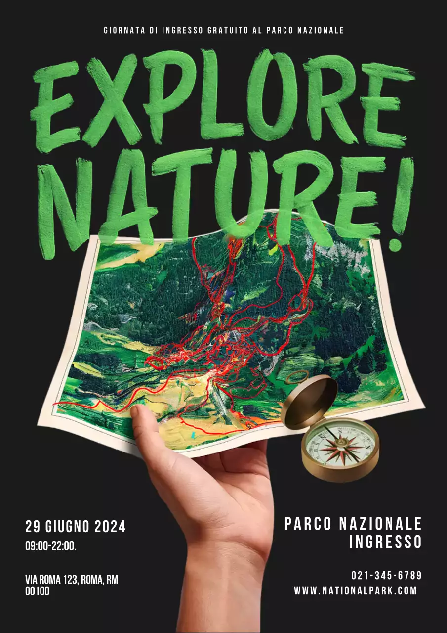 promozione d'ingresso al parco nazionale vintage verde e nero