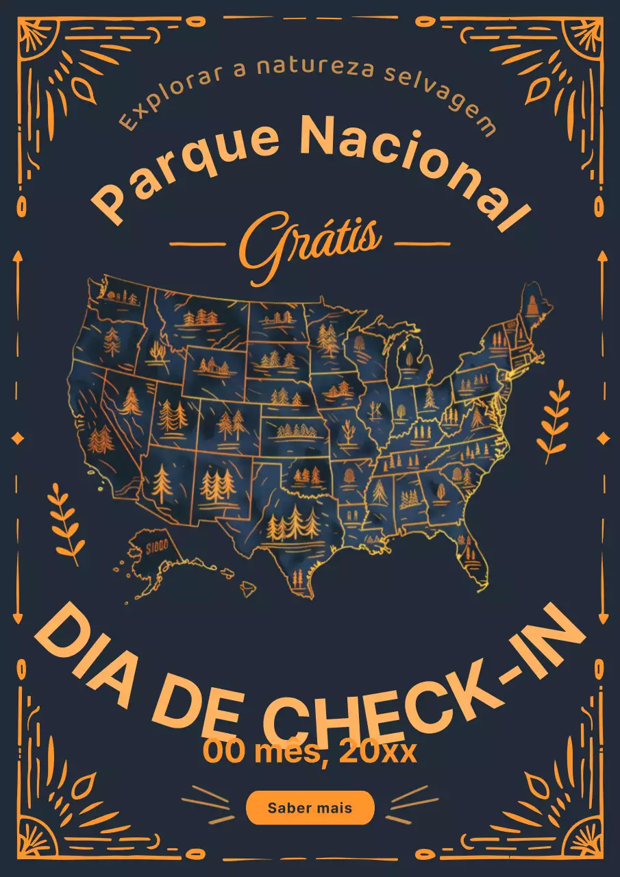 Convite Parque Nacional Indigo e Dourado Vintage