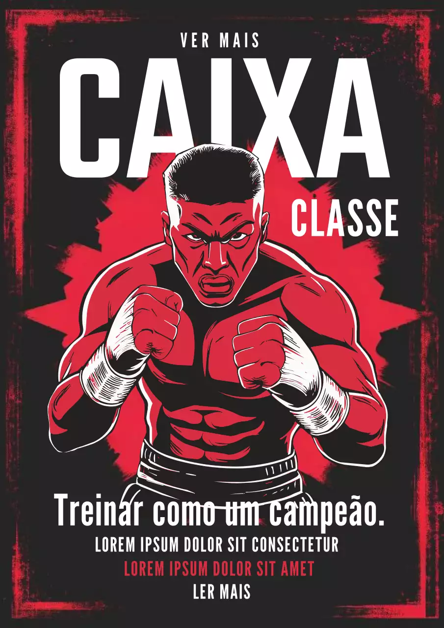 Folheto de boxe vermelho e preto em negrito