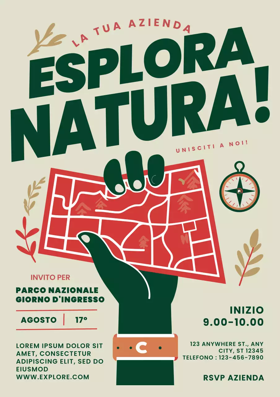 Beige e verde moderno esplorare promozione parco nazionale