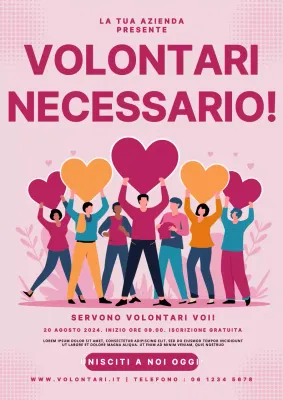promozione di reclutamento dei volontari in rosa e rosa acceso