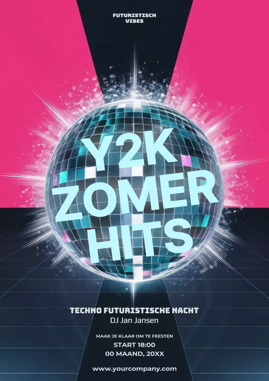 Roze en marine vet Futuristische Y2K Muziek Poster