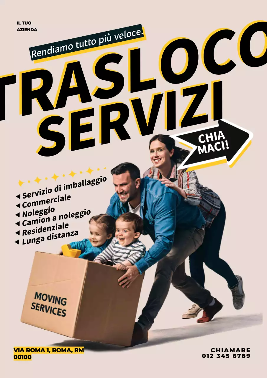 promozione servizi di trasloco moderni beige e neri