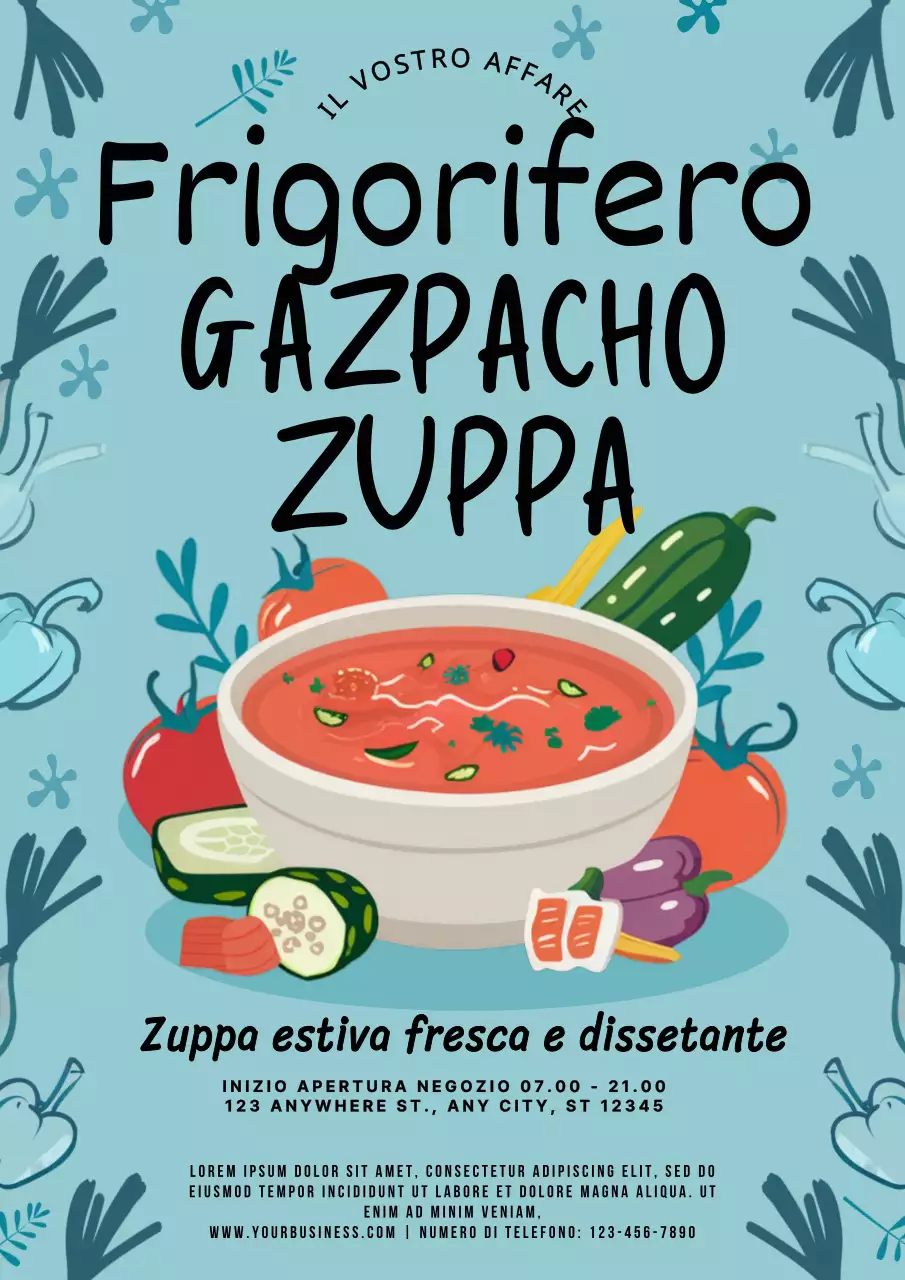 promozione zuppa estiva moderna verde e blu