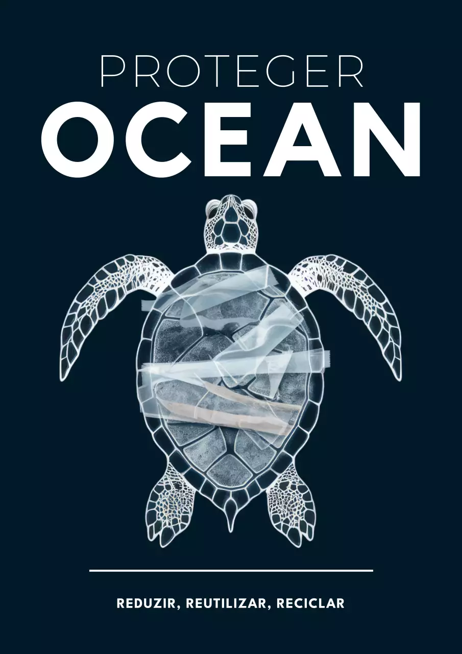 Folheto índigo e branco Simple Protect Ocean