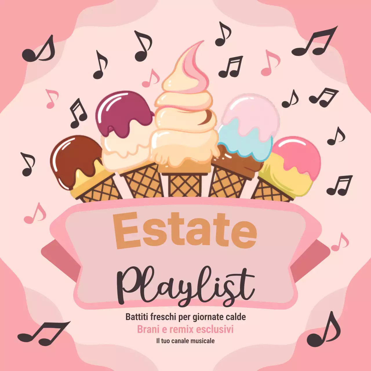 Rosa Beige Trendy Audace Playlist estiva Pubblicità