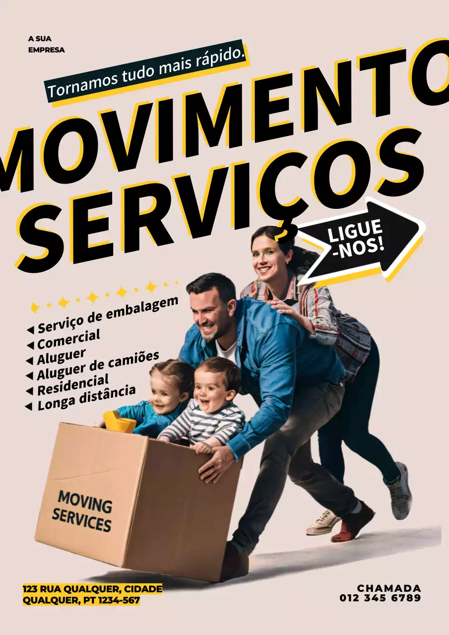 promoção de serviços de mudanças modernos bege e preto