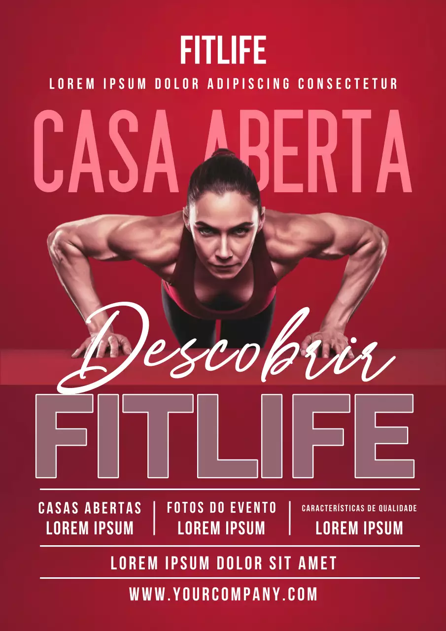 Proposta de fitness simples vermelho e branco